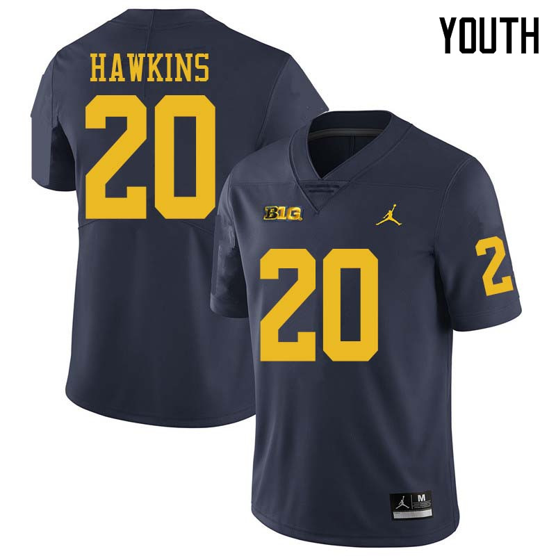 Jordan Brand Youth #20 Brad Hawkins Michigan Wolverines College Football Jerseys Sale-Navy